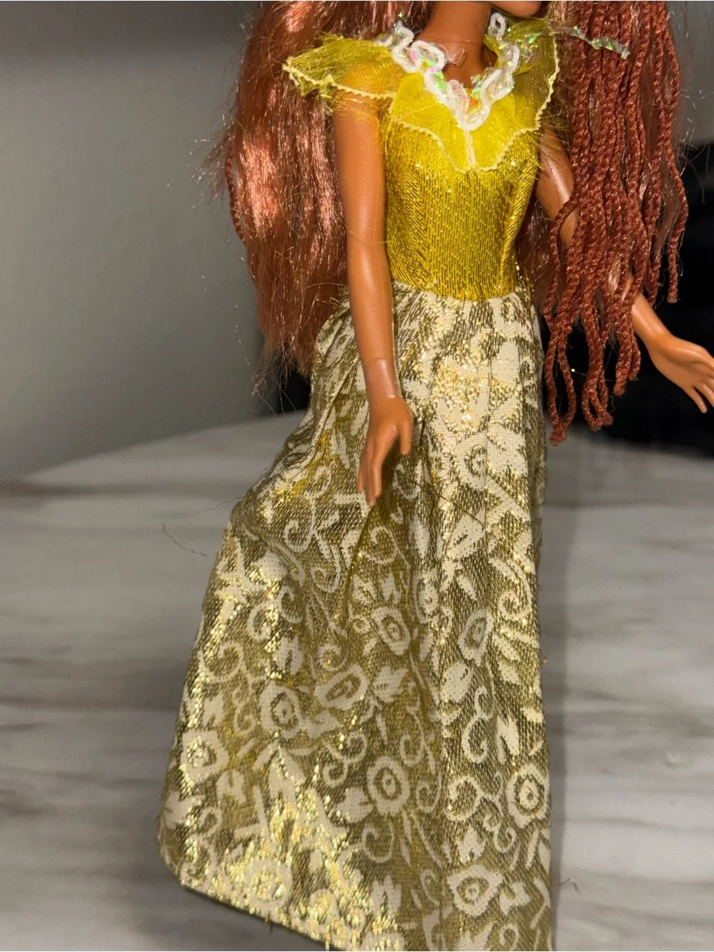 Barbie Mattel skipper size doll gold gown